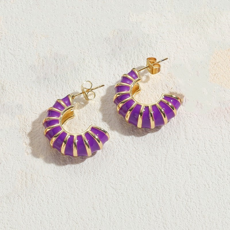 Earrings - Gold Lilac Hoops