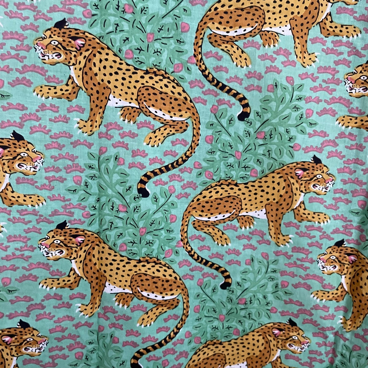 Cotton Kimono - Green Leopard