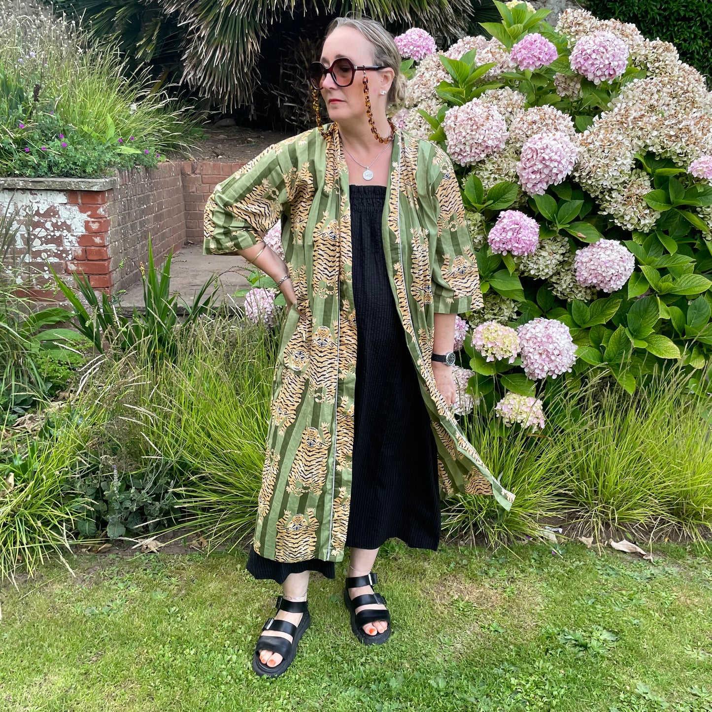 Cotton Kimono - Green Tiger