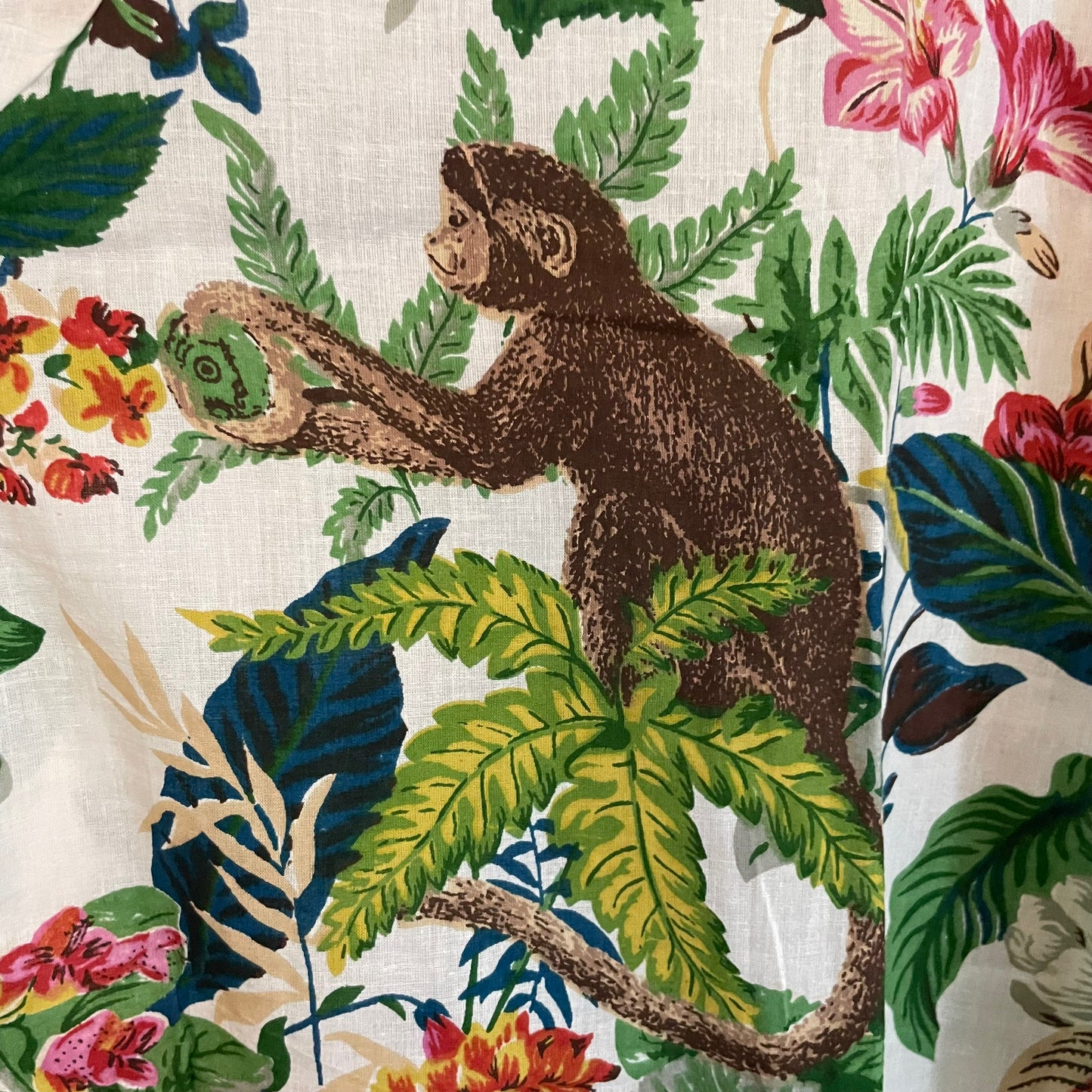 Cotton Kimono - Floral Monkey White