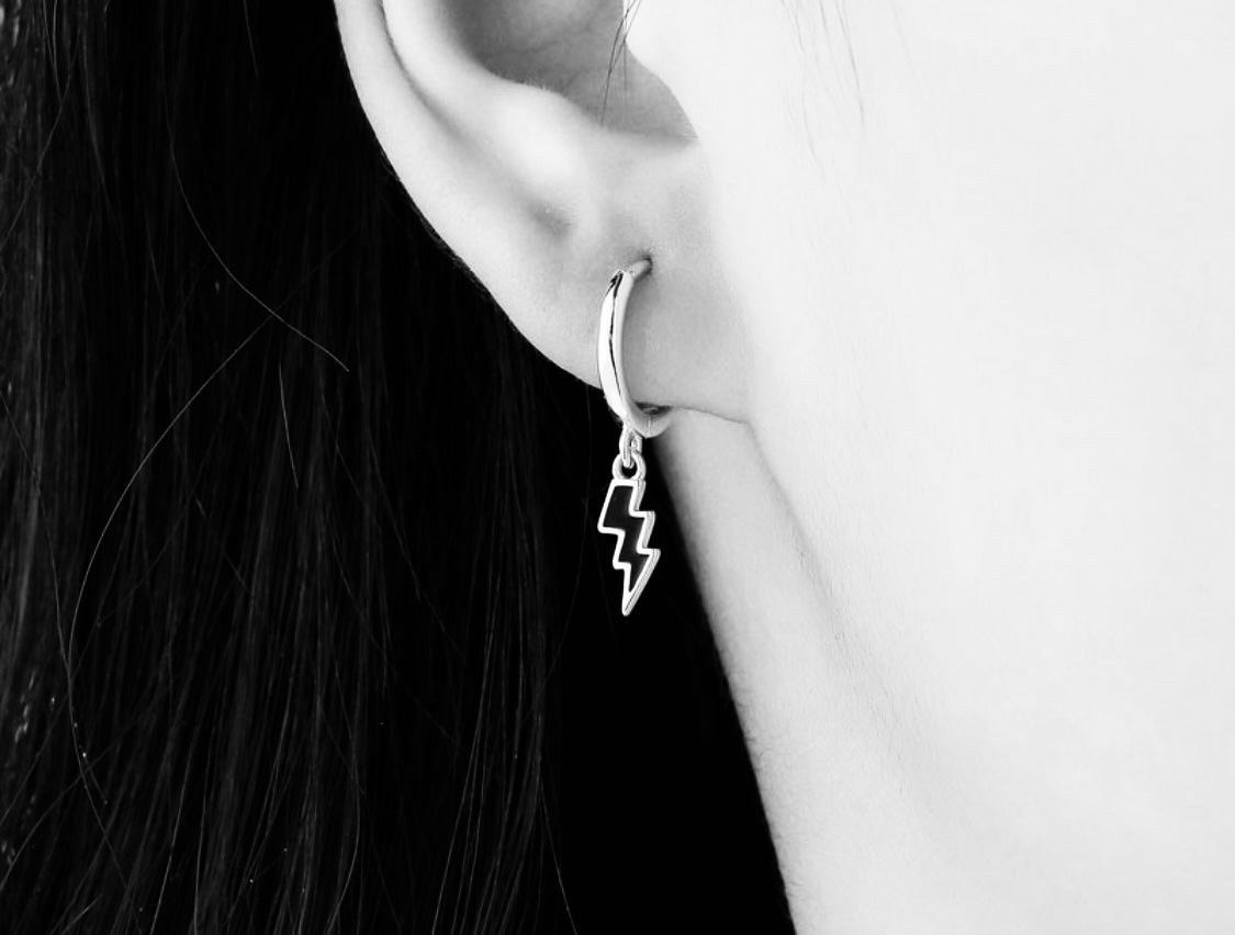 Earrings - Lightning Bolt Silver