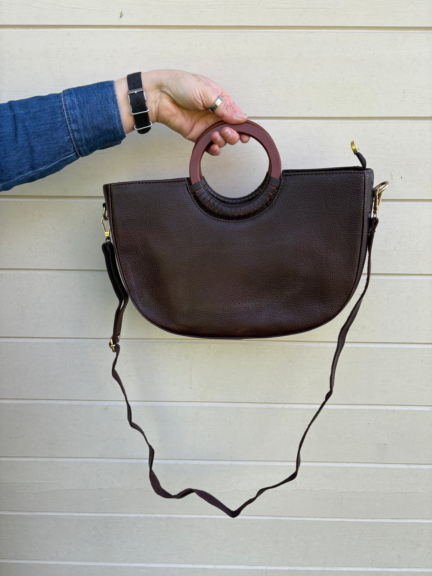 Ella - Recycled Leather Brown Shopper