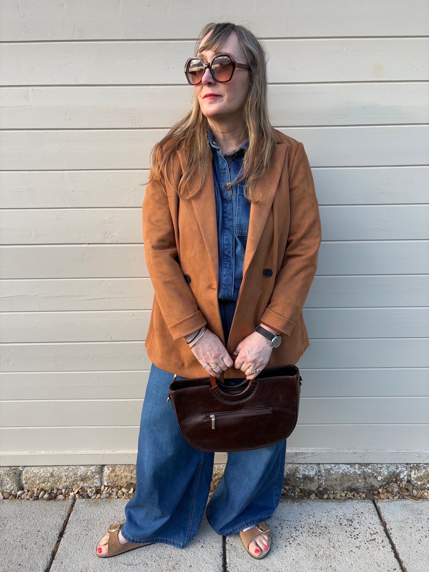 Ella - Recycled Leather Brown Shopper