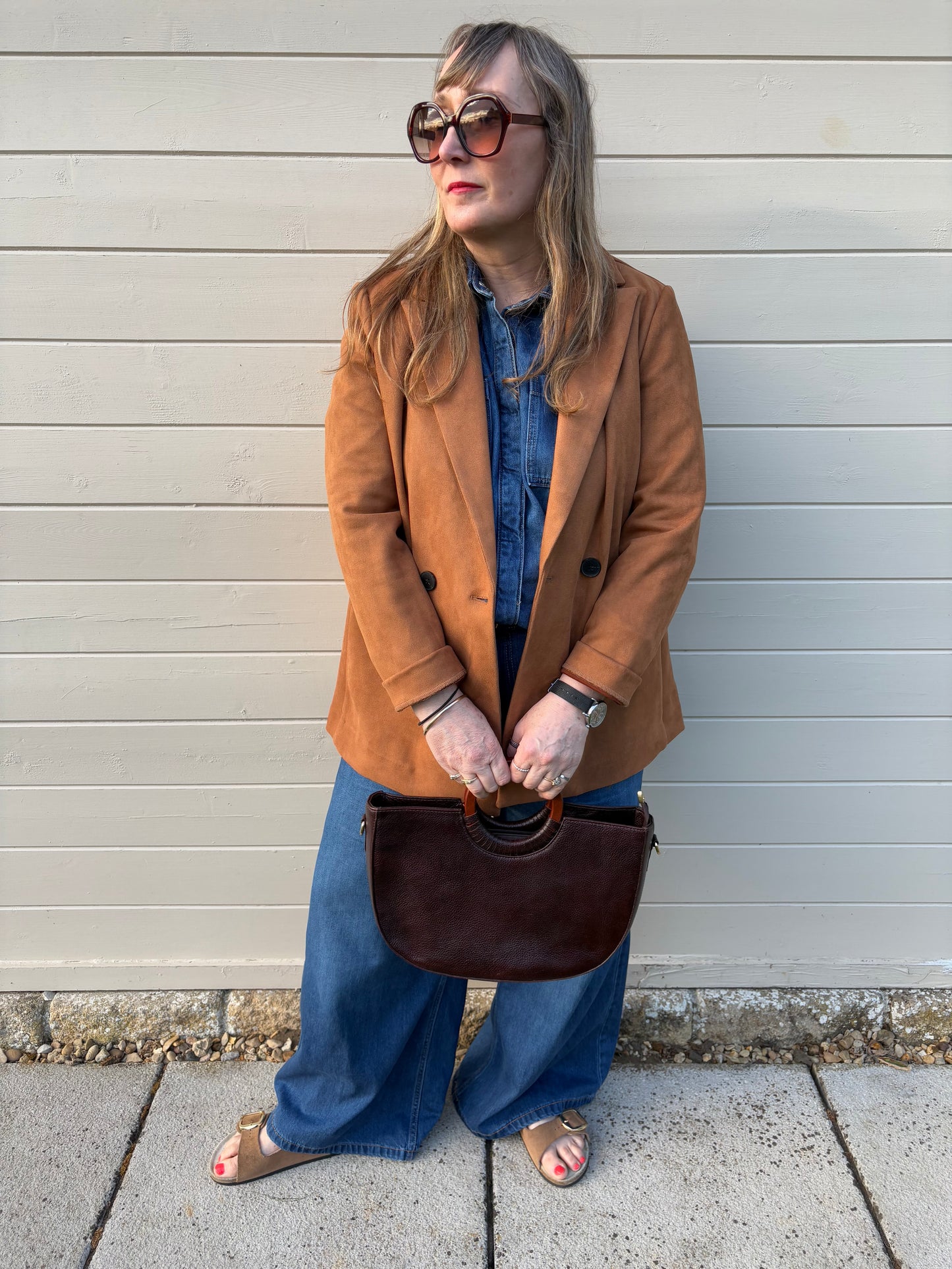 Ella - Recycled Leather Brown Shopper