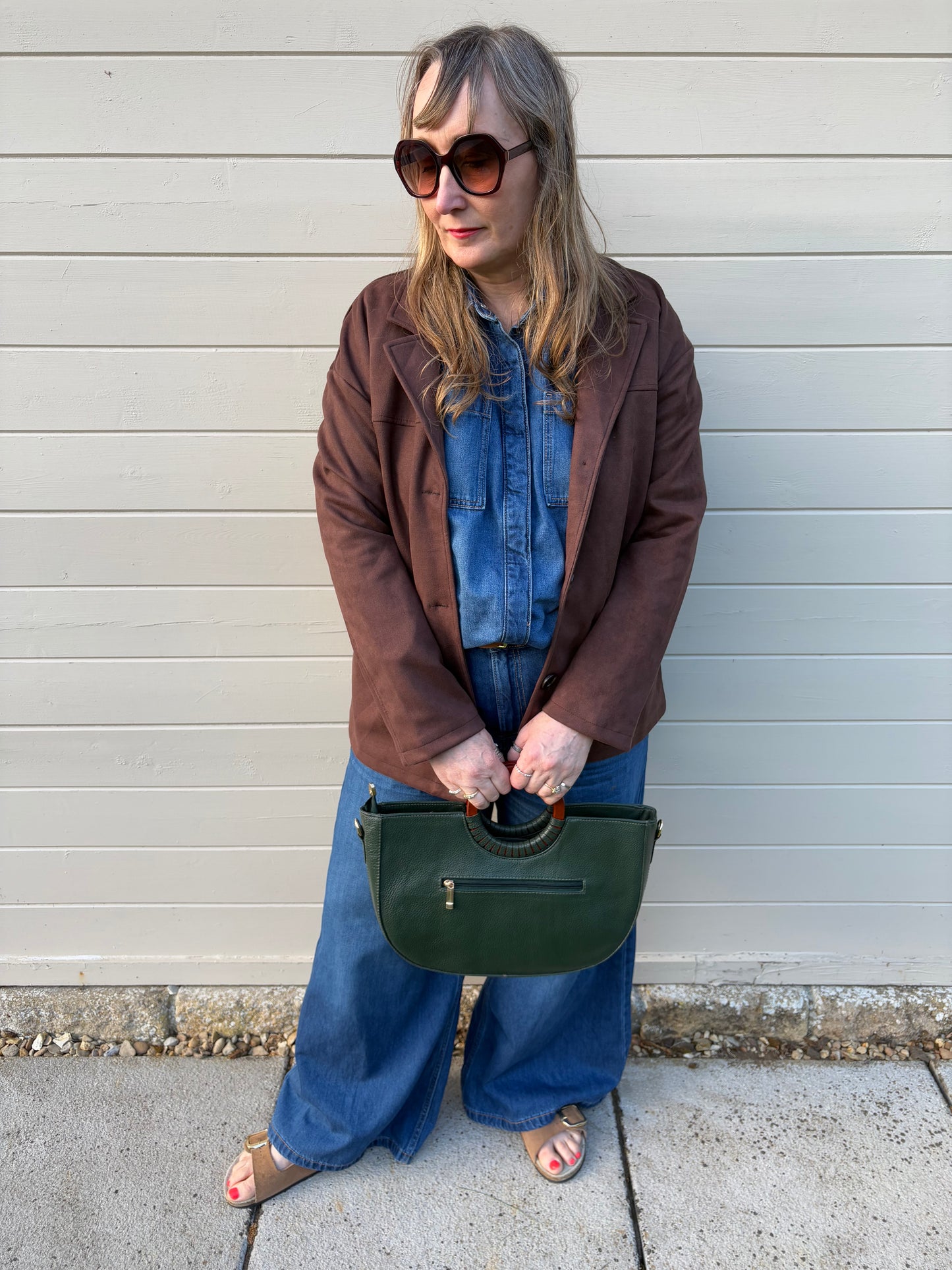 Ella - Recycled Leather Green Shopper