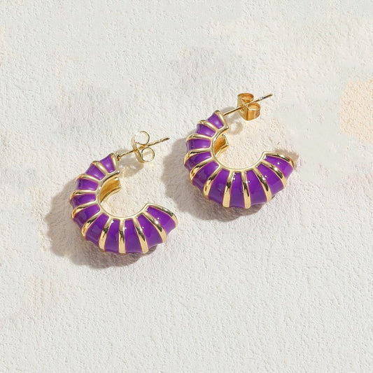 Earrings  - Gold  Lilac Hoops
