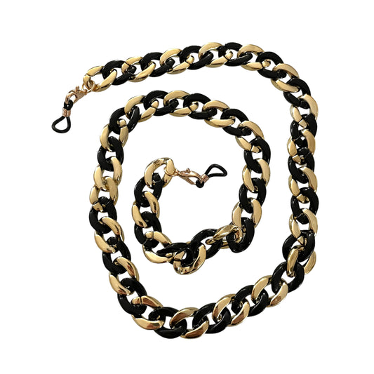 Layla Recycled Plastic Sunglasses Chain And Necklace- 2 in 1 - Black And Gold