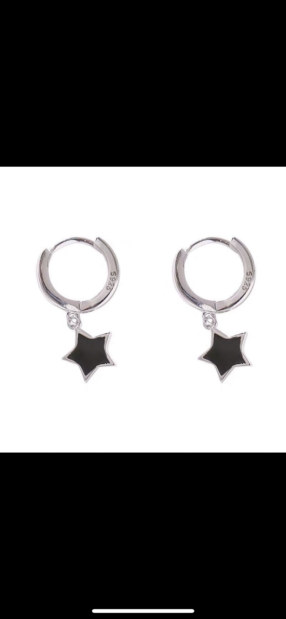 Earrings  -   Black Silver Star Hoops