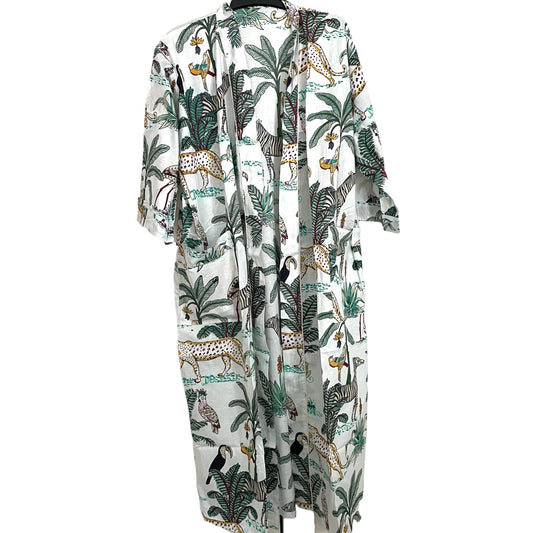 Cotton  Kimono - White Jungle
