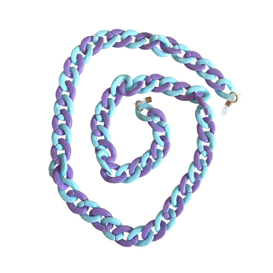 Layla - Recycled   Plastic Glasses / Sunglasses Chain - Blue & lilac