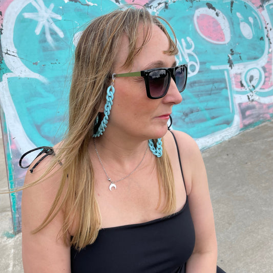 Layla - Recycled   Plastic Glasses / Sunglasses Chain - Aqua Blue