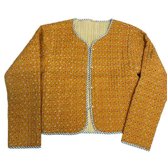Mustard Flower - Cotton Quilted Reversible Jacket - PRE ORDER