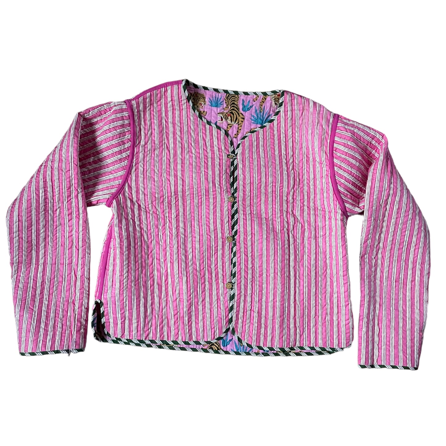 Pink  Tiger - Cotton Quilted Reversible Jacket