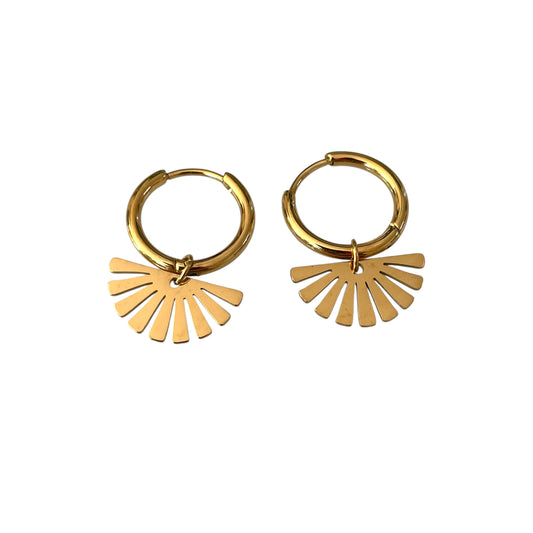 Earrings  -  Fan  Hoops Gold