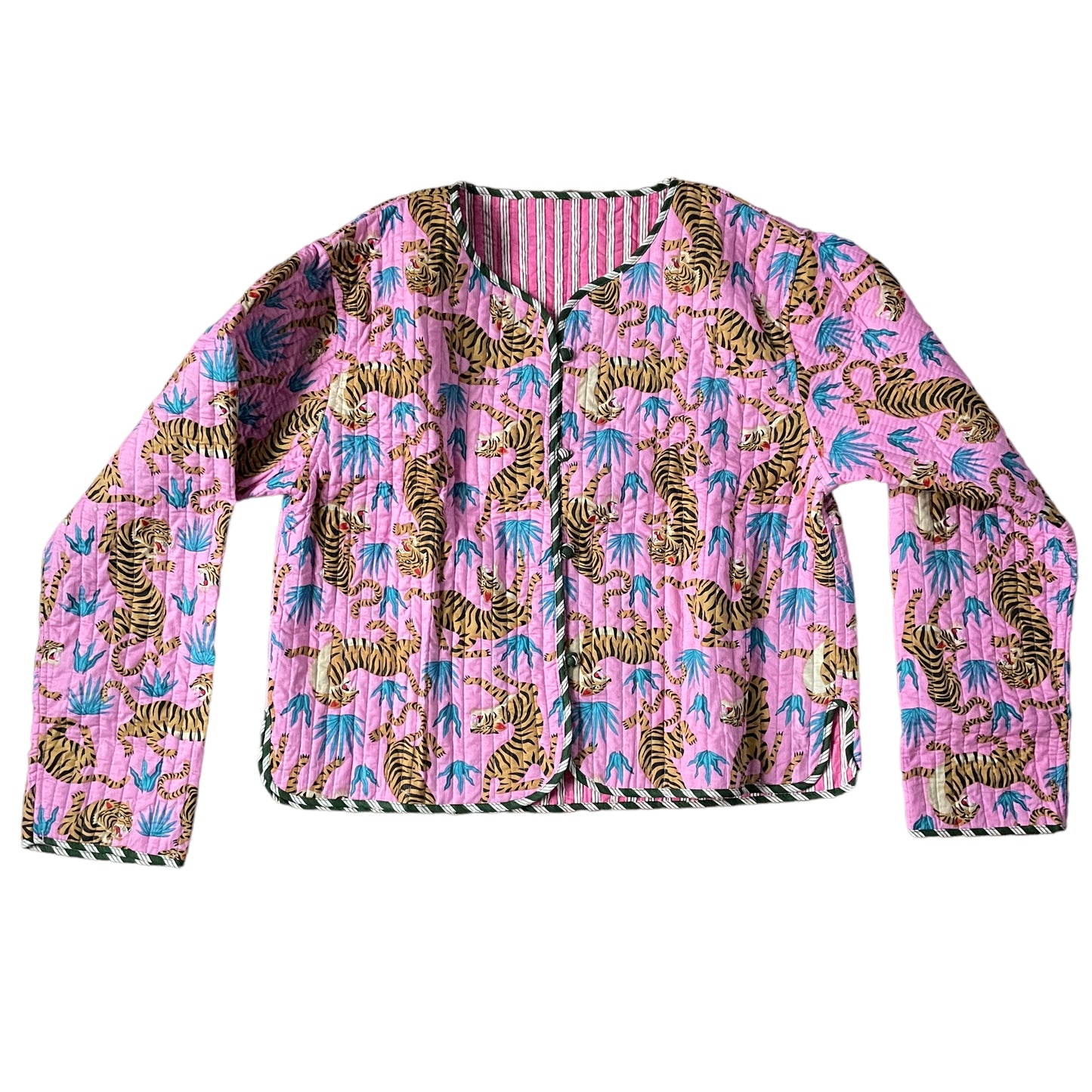 Pink  Tiger - Cotton Quilted Reversible Jacket