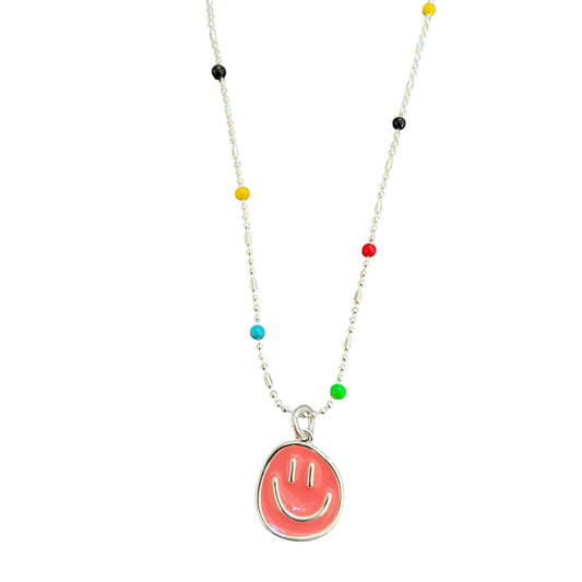 Necklace - Smile face - PINK