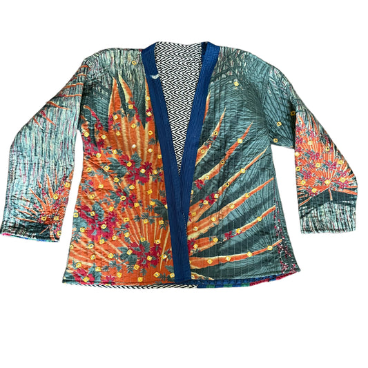Recycled Silk Reversible Unique Jacket- Fits Up To A Size 16