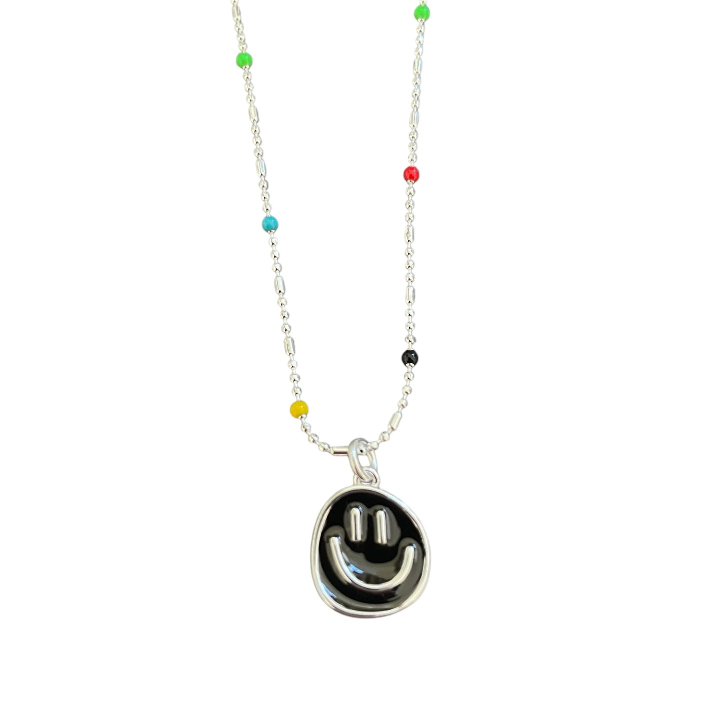 Necklace - Smile face -  BLACK