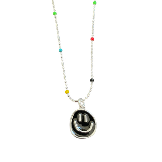 Necklace - Smile face -  BLACK