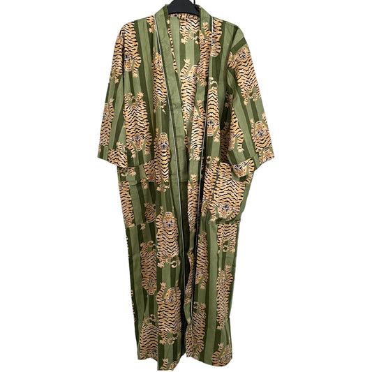 Cotton Kimono -  Green  Tiger