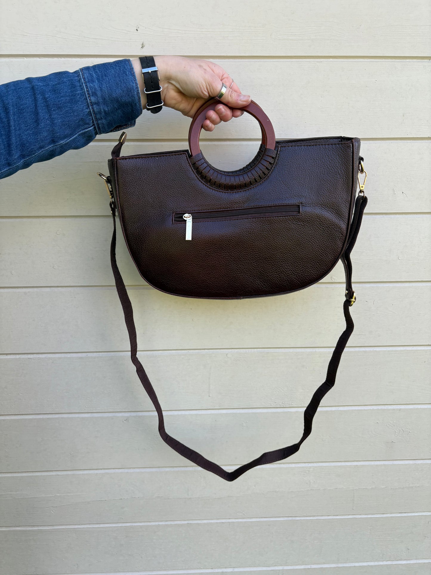 Ella  - Recycled Leather Brown Shopper