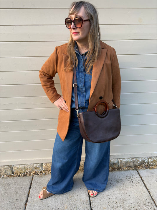 Ella  - Recycled Leather Brown Shopper