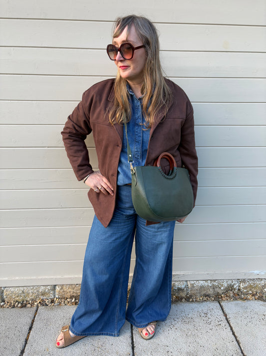 Ella  - Recycled Leather Green Shopper