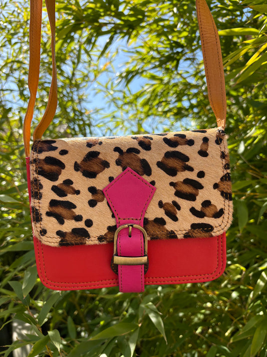 Millie  - Pink Red Leopard Print