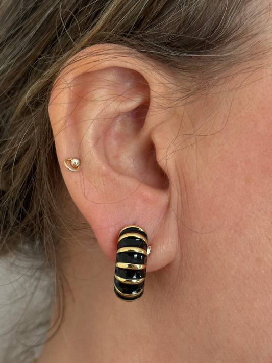 Earrings  -  Black Gold Hoops