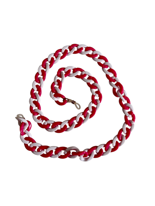 Layla - Recycled  Plastic Glasses / Sunglasses Chain - Pink & White