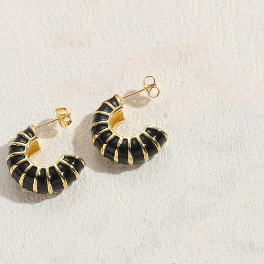 Earrings  -  Black Gold Hoops